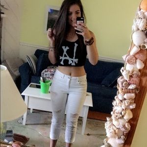 Aeropostale white distressed girlfriend jeans